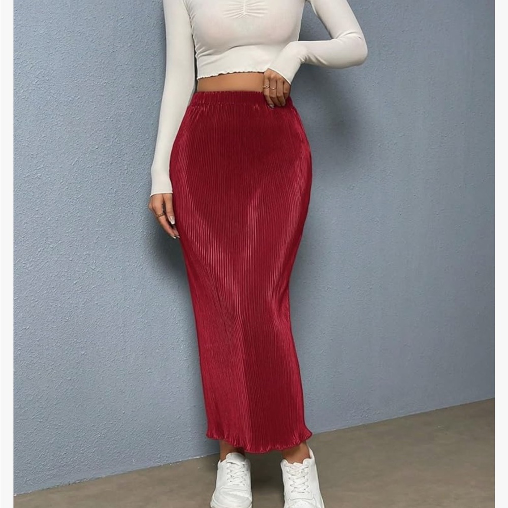 Nina Austin Red Maxi Pencil Skirt Cocktail